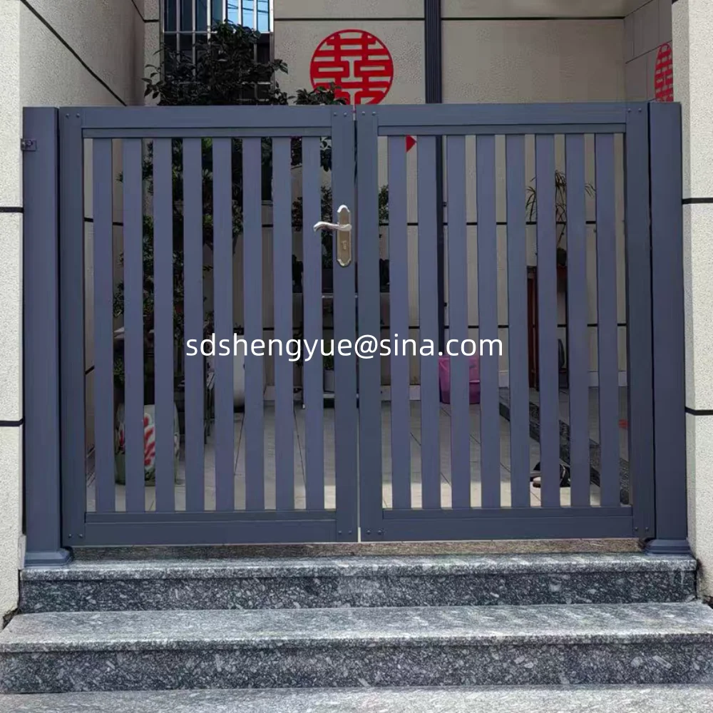 Hot sale golden paint wrought gate designs door aluminum gates New Design Fancy Gates Aluminum Garden Grill Gate Colours 5