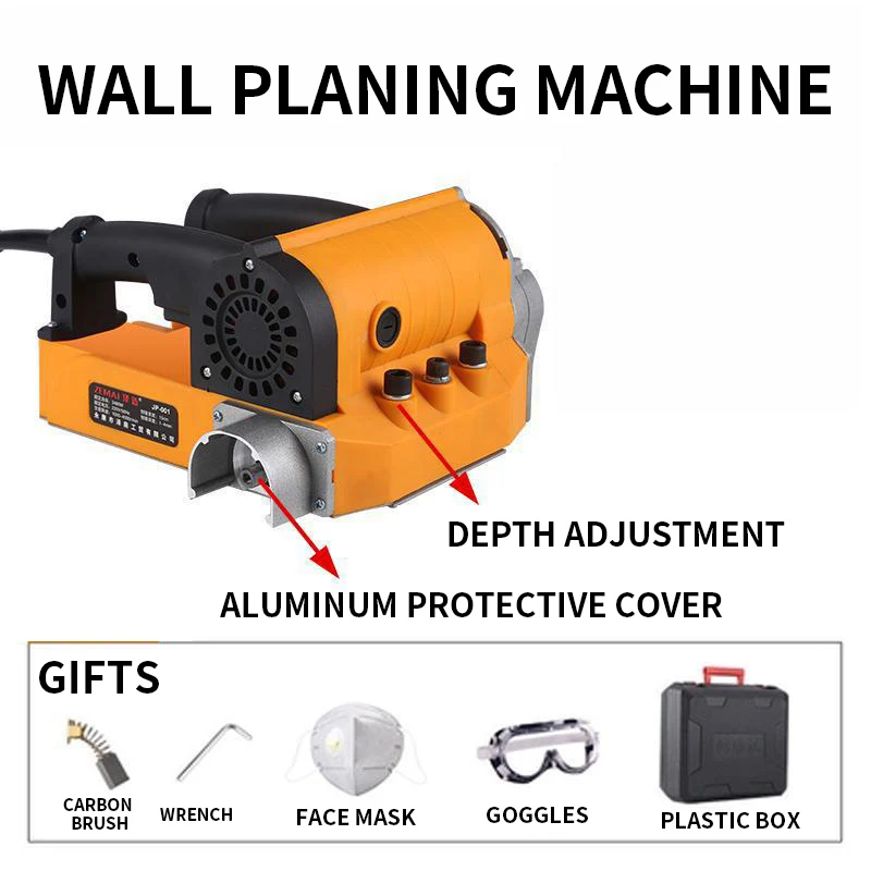 Wall Planer 4580W Wall Shovel Renovation Plane Rough Planer Old Wall Refurbishment Dust-Free Wall Planer 1000-4000rpm 6