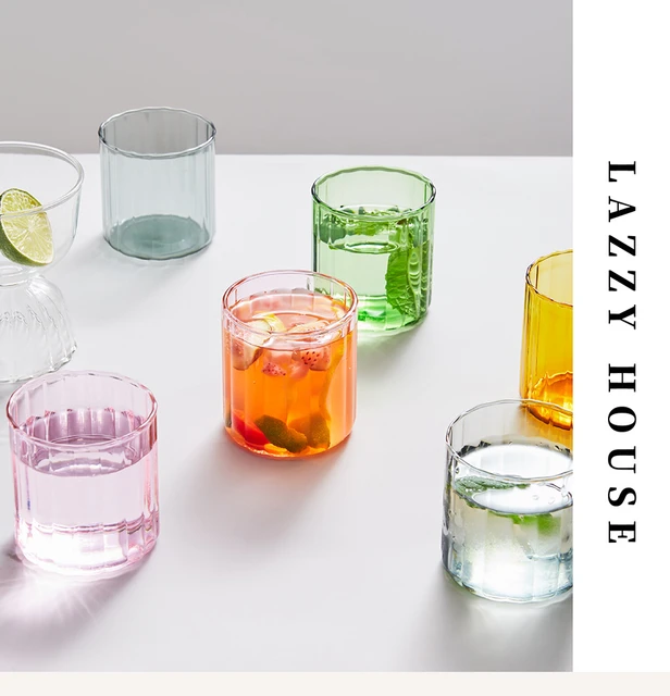 Wavy Double Layered Glass Cup, Modern Tumbler, Nordic Drinkware, Tea/coffee Glass  Mug, Beverage Glass Cup, Rippled Cocktail Drinking Glasses 