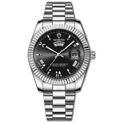 BINBOND Men's Classic Quartz Watch - Waterproof, Luminous, Stylish Design (Silver black)