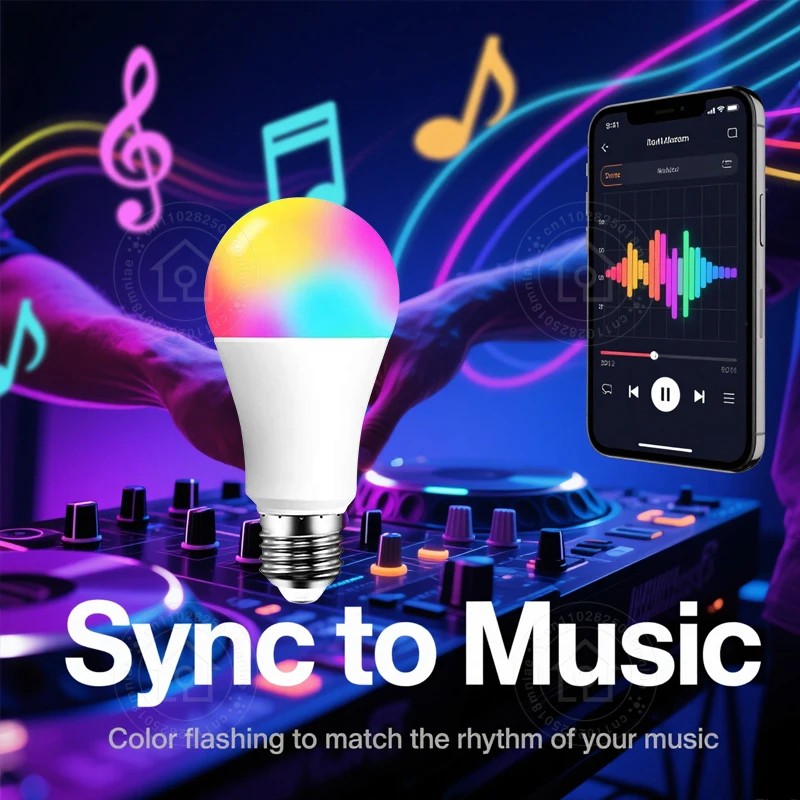 Smart LED Light Bulbs E27 Tuya Bluetooth 18W 15W 9W 220V RGB APP Control Timer Dimmable Music Sync
