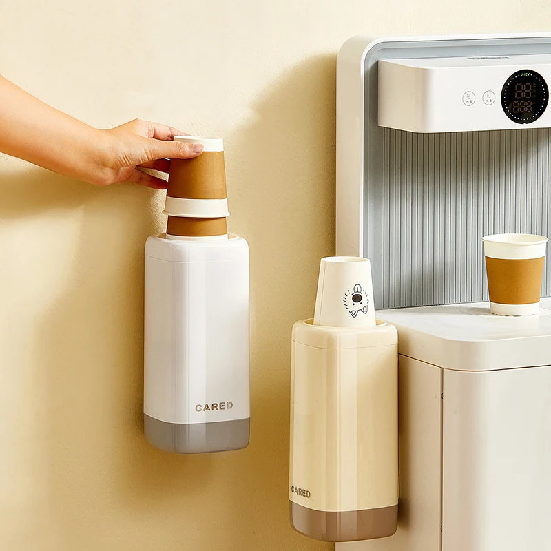 1pc Household Dust-Proof Paper Cup Holder - No-Drill Wall Mounted Disposable Cup Storage Rack for Living Room Kitchen Office