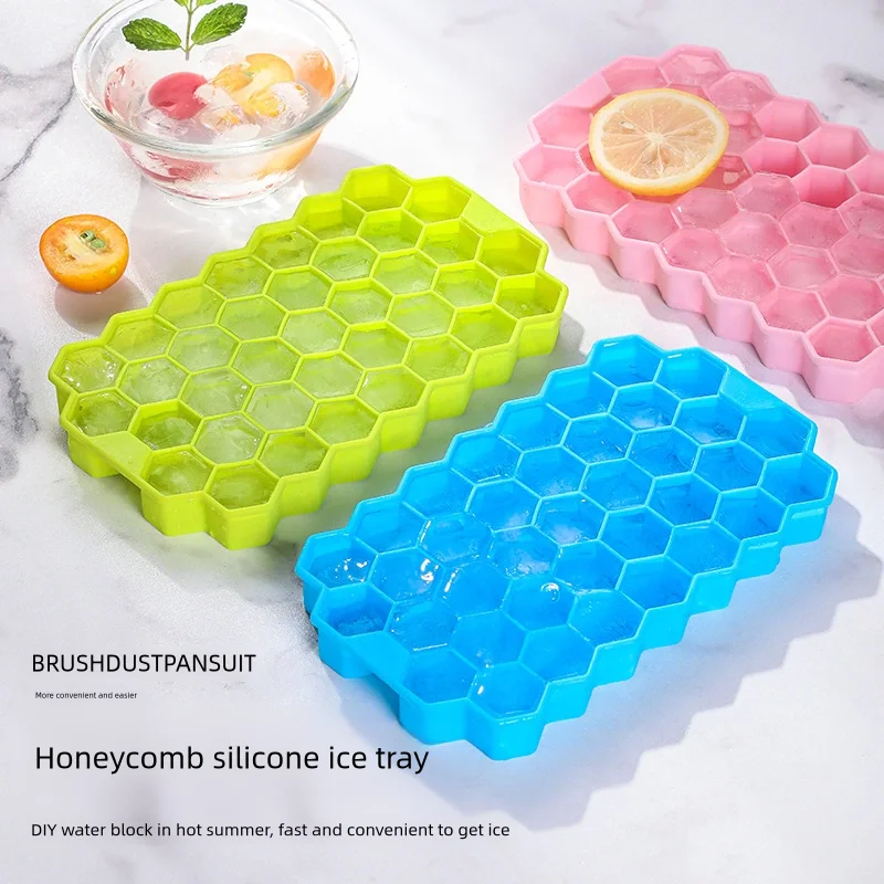 Silicone Ice Cube Tray with Lid - 37-Grid, Easy Release and Reusable