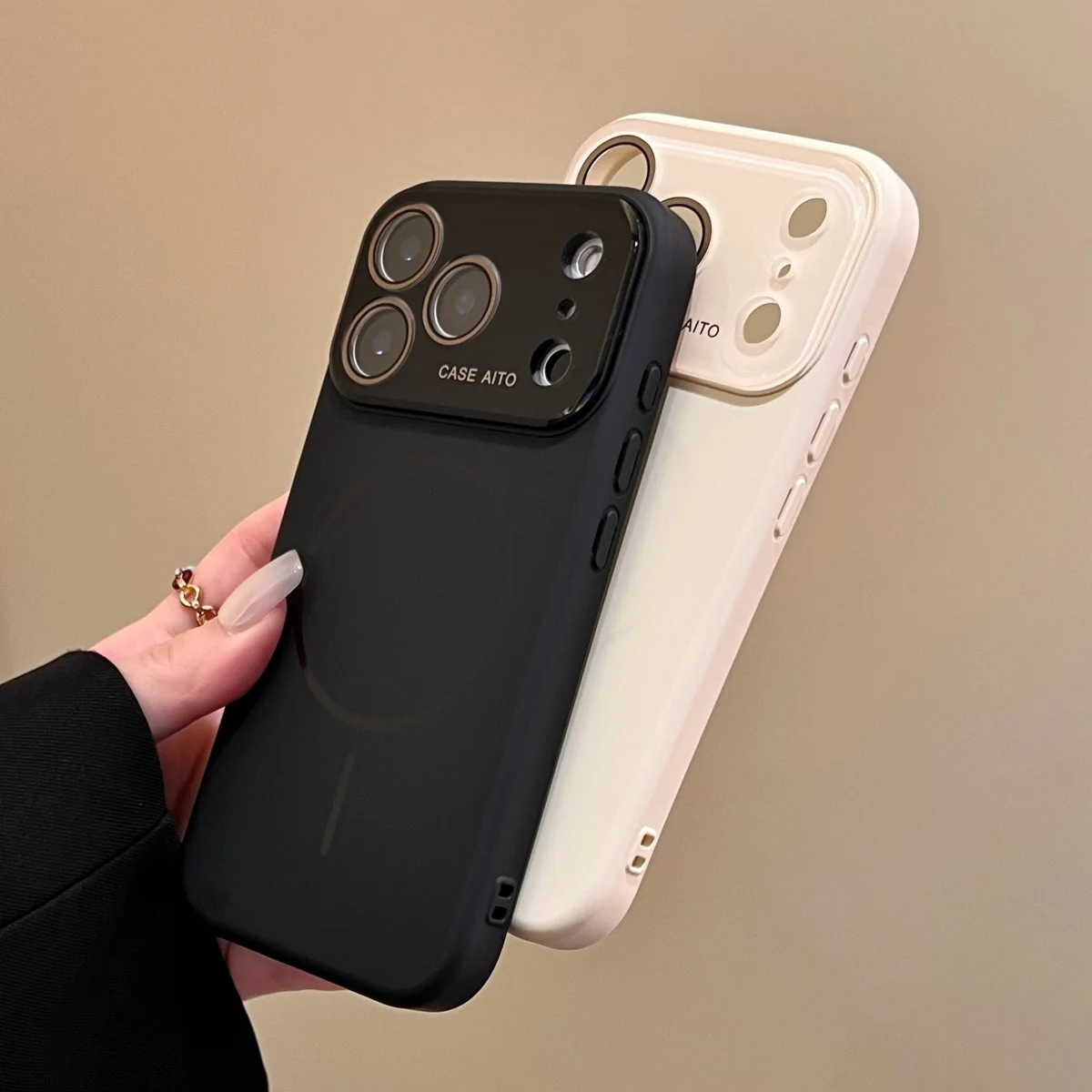 Liquid Silicone MagSafe Magnetic Shockproof Phone Case with Large Window Protect Cover