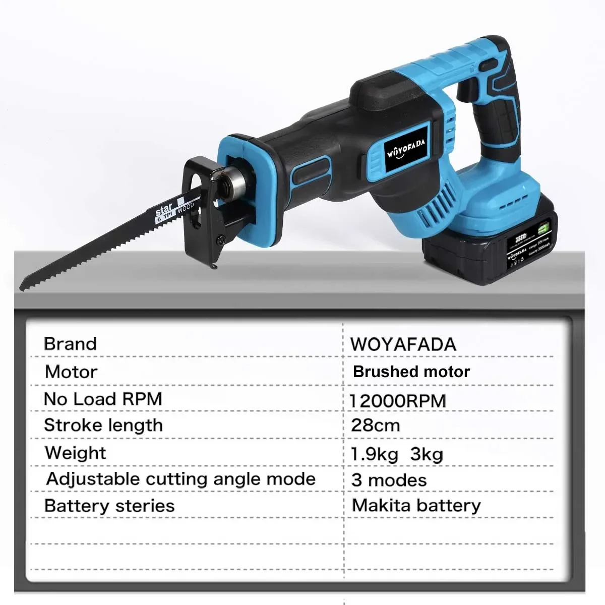 Cordless Electric Reciprocating Saw Saber Saw Cutting Portable Power Tools With Plastic Box For 18V Makita Battery