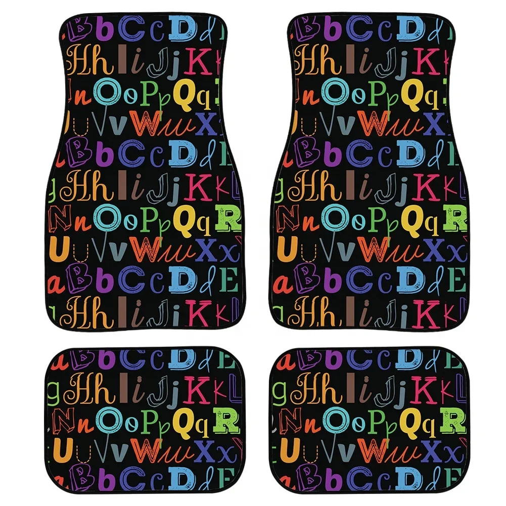 4pcs Set All-Climate Rubber Floor Mats Car Rug Sublimation Decorative Print Door Mat