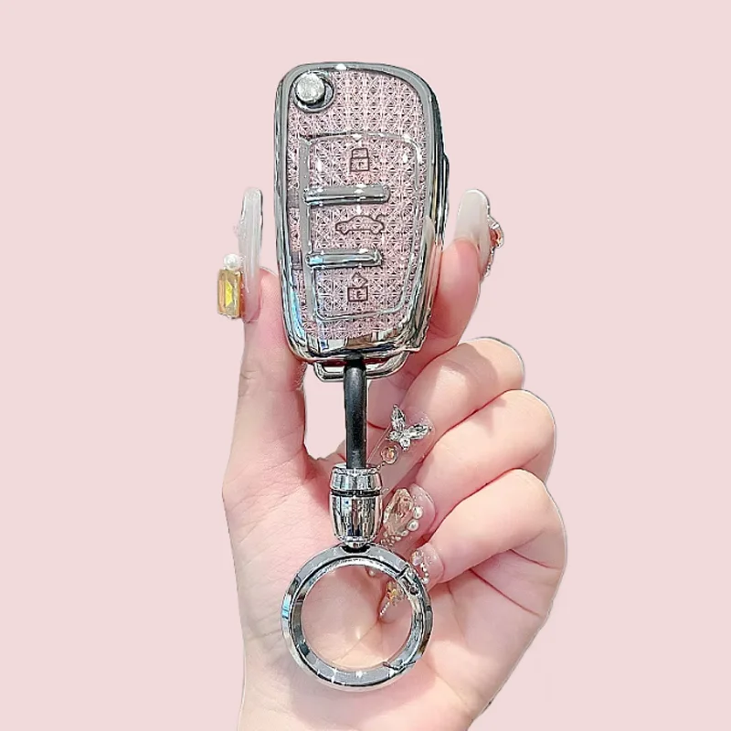 kwmobile Autoschlüssel Hülle kompatibel mit Audi A6 A7 A8 Q7 Q8 3-Tasten Autoschlüssel Keyless - Schlüsselhülle Silikon Cover - Schwarz matt Schwarz