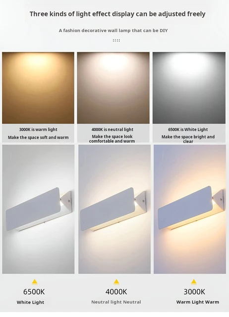 Lampada da parete a LED per interni Lampada da parete in lega di alluminio ad angolo regolabile Casa Soggiorno Camera da letto Specchio cosmetico Luci da comodino 4