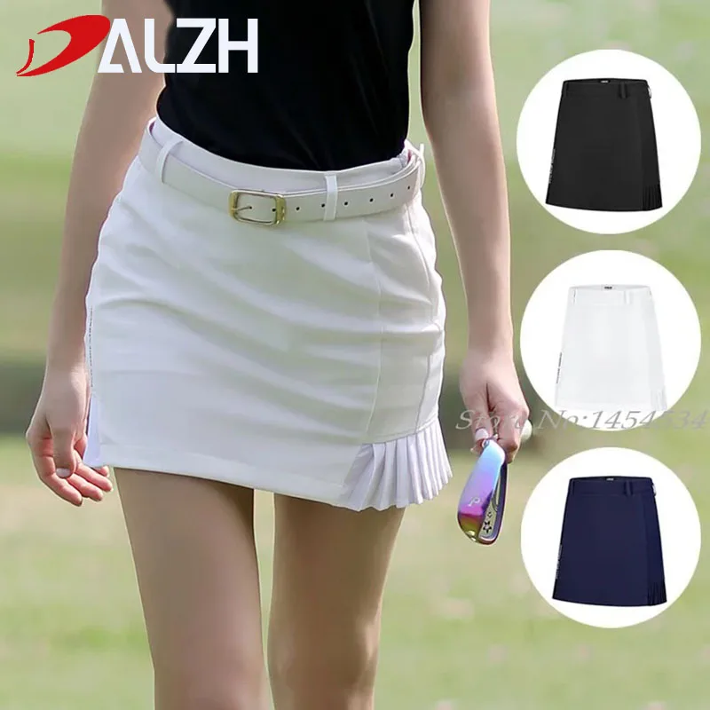 DALZH Slim Dry Fit Lady Golf Tennis Clothing Pleats Skirt Elastic Sportswear Casual Hip Skirt Women Comfortable Multi-color for Women Skirts