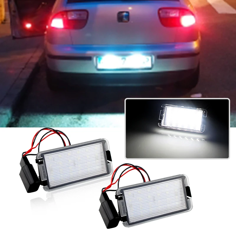 

2pcs Error Free Car LED Number License Plate Lights For Seat Ibiza 6L ab Arosa Altea Cordoba MK1 MK2 Leon 1M Toledo 5P 2004-2009