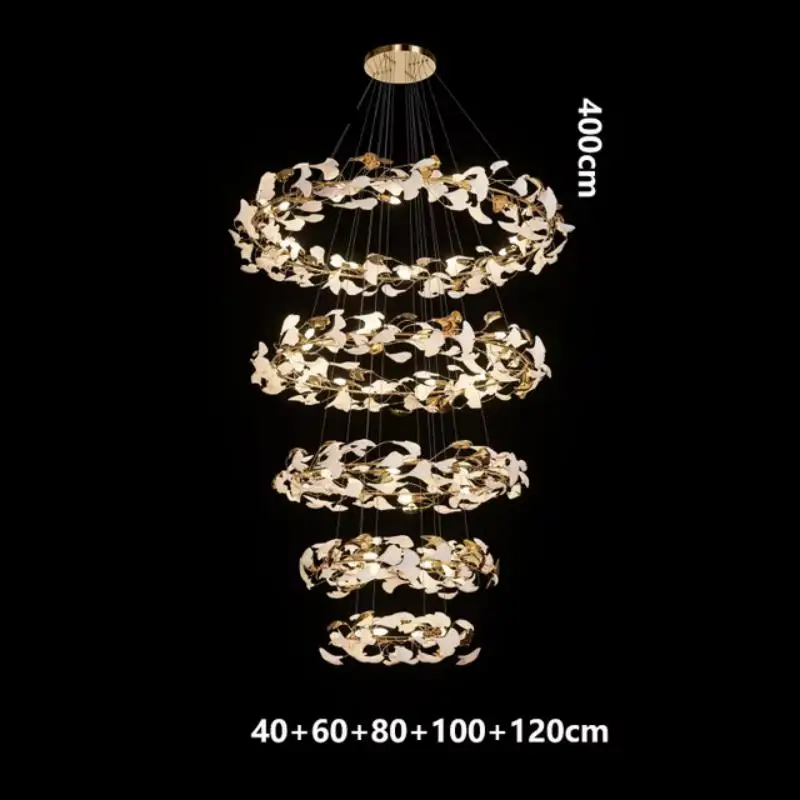 Chandelier - Round Ginkgo Leaf Staircase Light