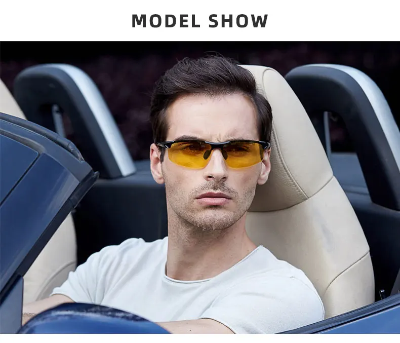 SZTZX Anti-Glare Tag Nacht Vision Photochrome Brille Männer Polarisierte Fahren Angeln Gläser Aluminium Randlose Reitbrille – Detail 2