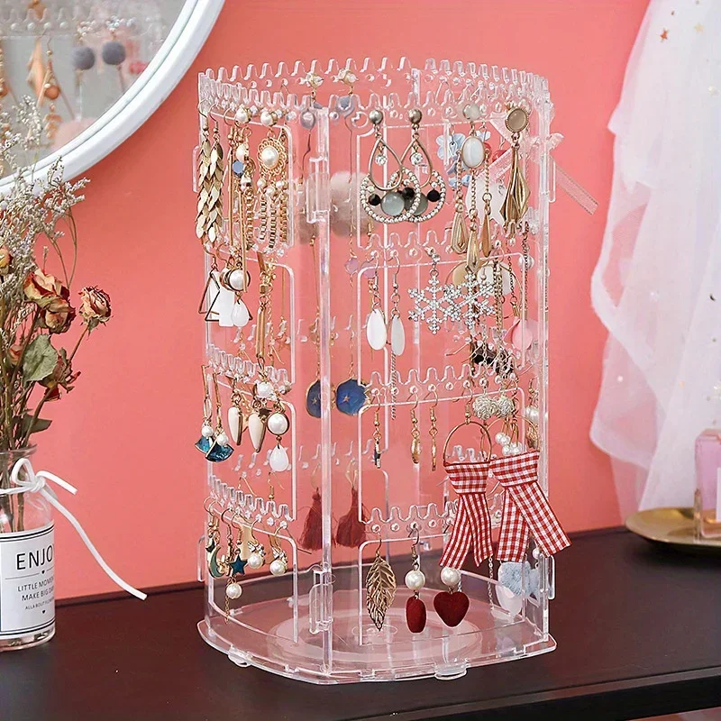 1pc 360° Rotating Earrings Necklace and Bracelet Display Stand Metal Jewelry Storage Rack Classic Jewelry Plastic Display Stand