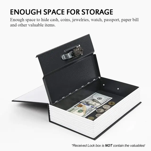 Diversion Book Safe Storage Box Dictionary Secret Safe Can with Security Combination Lock Hidden Hidden Metal Lock Box Two Size 5