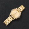 6PCs/Set Women's Watch Fashion Three Eye Dial Stainless Steel Strap Simple Quartz Watch Set with Gold Bracelet 5