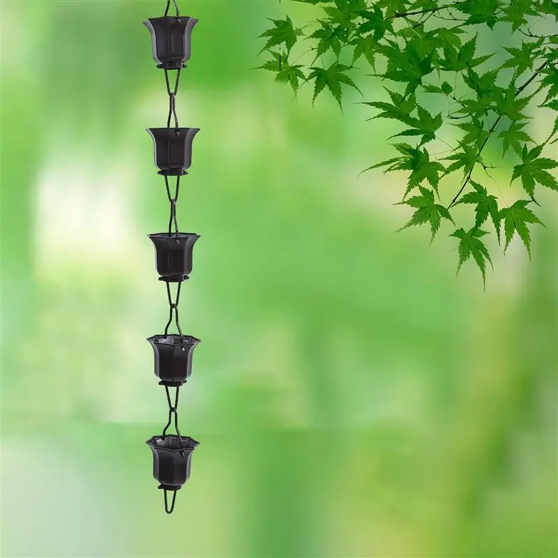 1pc 1m Garden Rain Chain Drainage Chain Villa Roof Gutter Rainwater Lotus Cups Rain For Gutter Downspout