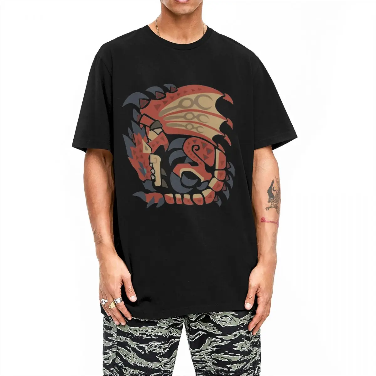 Rathalos Aesthetic Summer Cotton Fashion Tee - Men's Short-Sleeve Custom Design T-Shirt