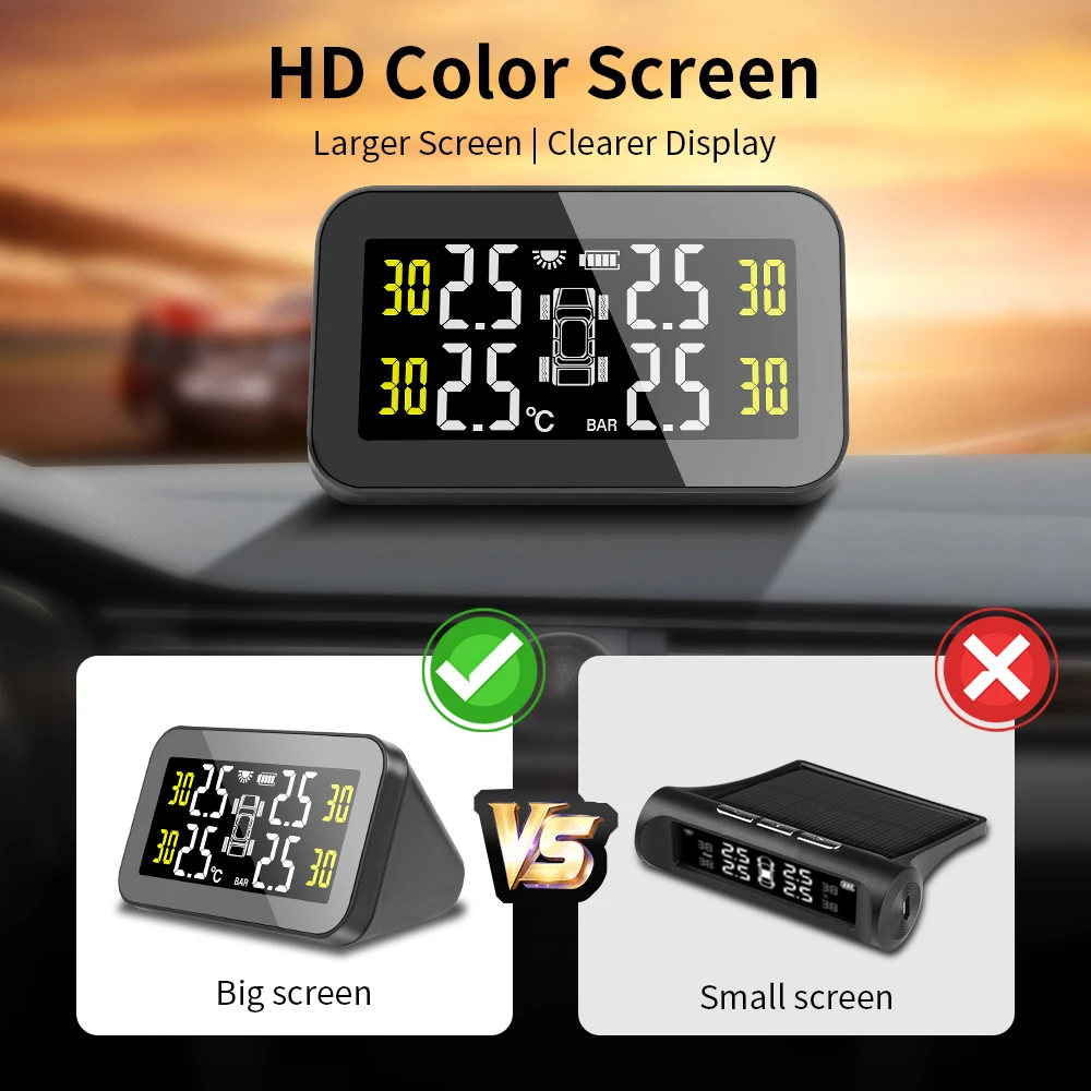 Tire Pressure Monitoring System Temperature Warning Fuel Save Solar TPMS Car Tyre Pressure Monitor Air Gauge car tire pressure monitor car tire pressure sensor