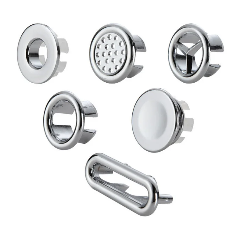 Sink overflow cover 2Pcs Ceramic Basin Spilled Water Ring Overflow Spare Cover Chrome Trim Bathroom Supplies Sink Round