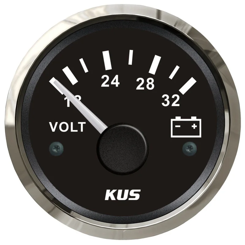 

Free Shipping Kus 18-32vdc Display Pointer Type Voltmeters 12v/24v Volt Meters 52mm Voltage Gauges for Auto Truck RV Boat Yacht