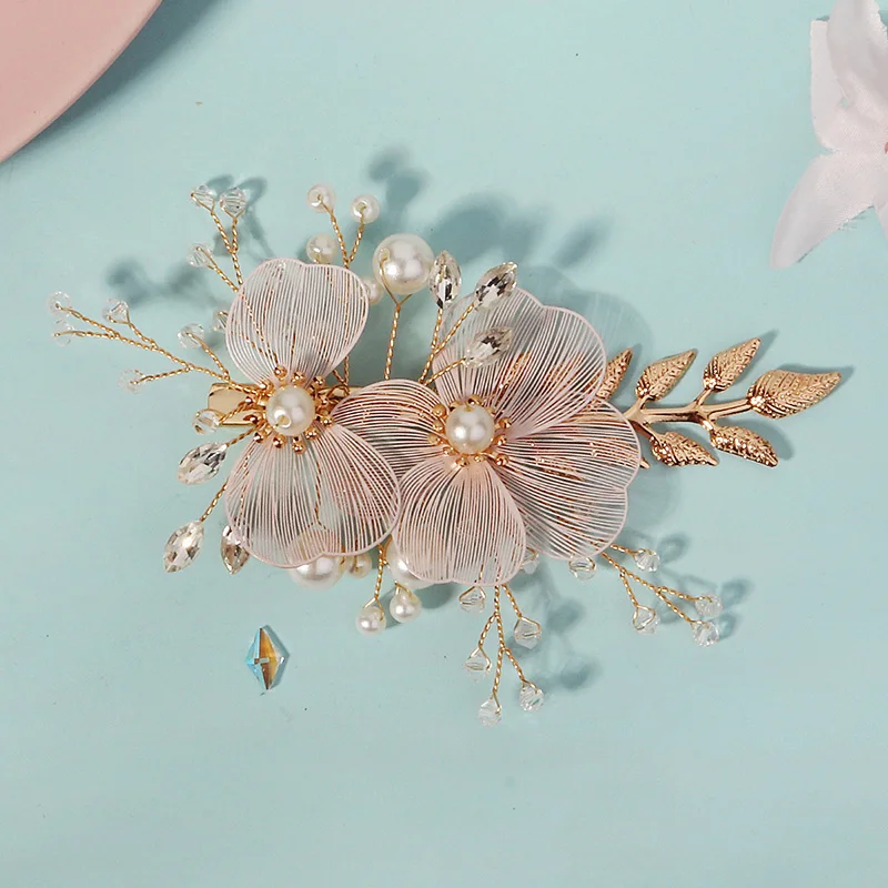 Bridal Hair Accessories Hair Accessories Flower Leaf Pearl Rhinestone Hair Clip Bridal Headpiece