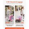 20L 20 Inch Purple Kids Ride-on Luggage Scooter Suitcase Flash PU Wheels Adjustable Handle TPR Grip Foldable for 5+ Kids Travel