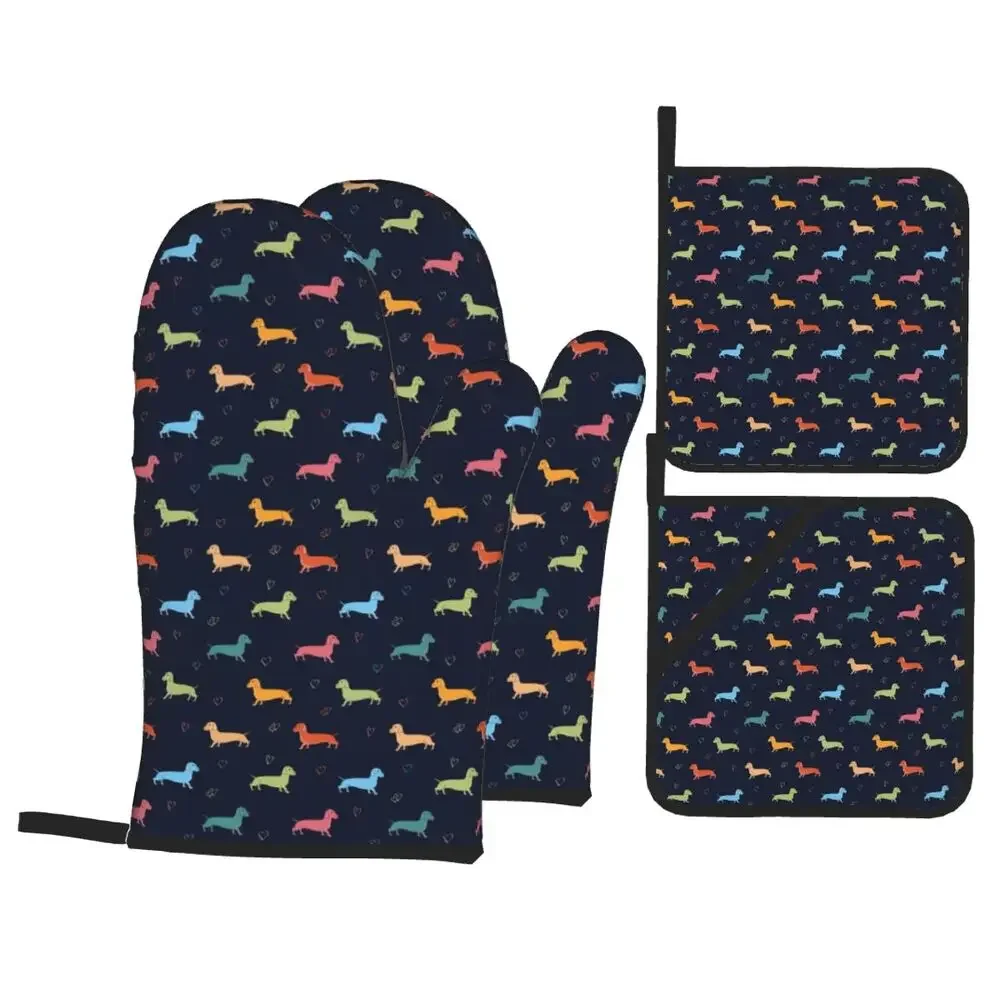 dachshund-oven-mitts-pot-holders-set-4pcs-bbq-kitchen-gloves