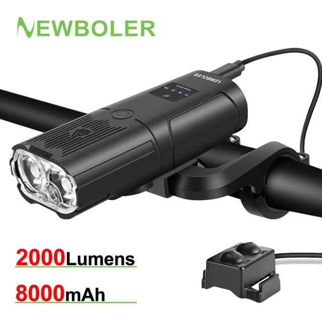 NEWBOLER Faro Delantero de Bicicleta con Soporte Multifuncional, Luz Led  Flash Potente, Carga USB, Accesorio para Garmin, Elevador