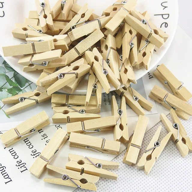 10/20/50/100 Pcs Mini 25 Mm Természetes Fából Készült Klipek Fotó Ruhacsipeszes Esküvői Parti Fa Csapok - Image 2