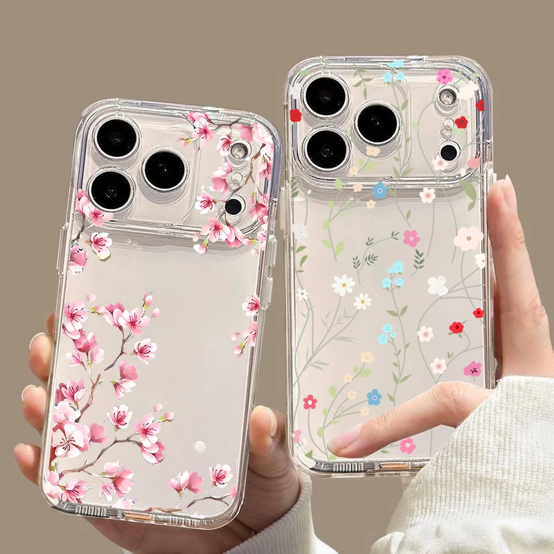 Trendy Floral Silicone Clear Phone Case with Flower Design