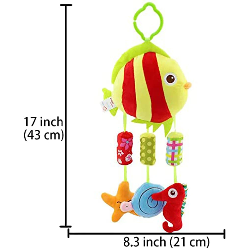 Baby Toys for 3 6 9 12 Months Hanging Owl Rattles Stroller Mobile Elephant Fish Plush Soft Rattles for Boys Girls Christmas Gift