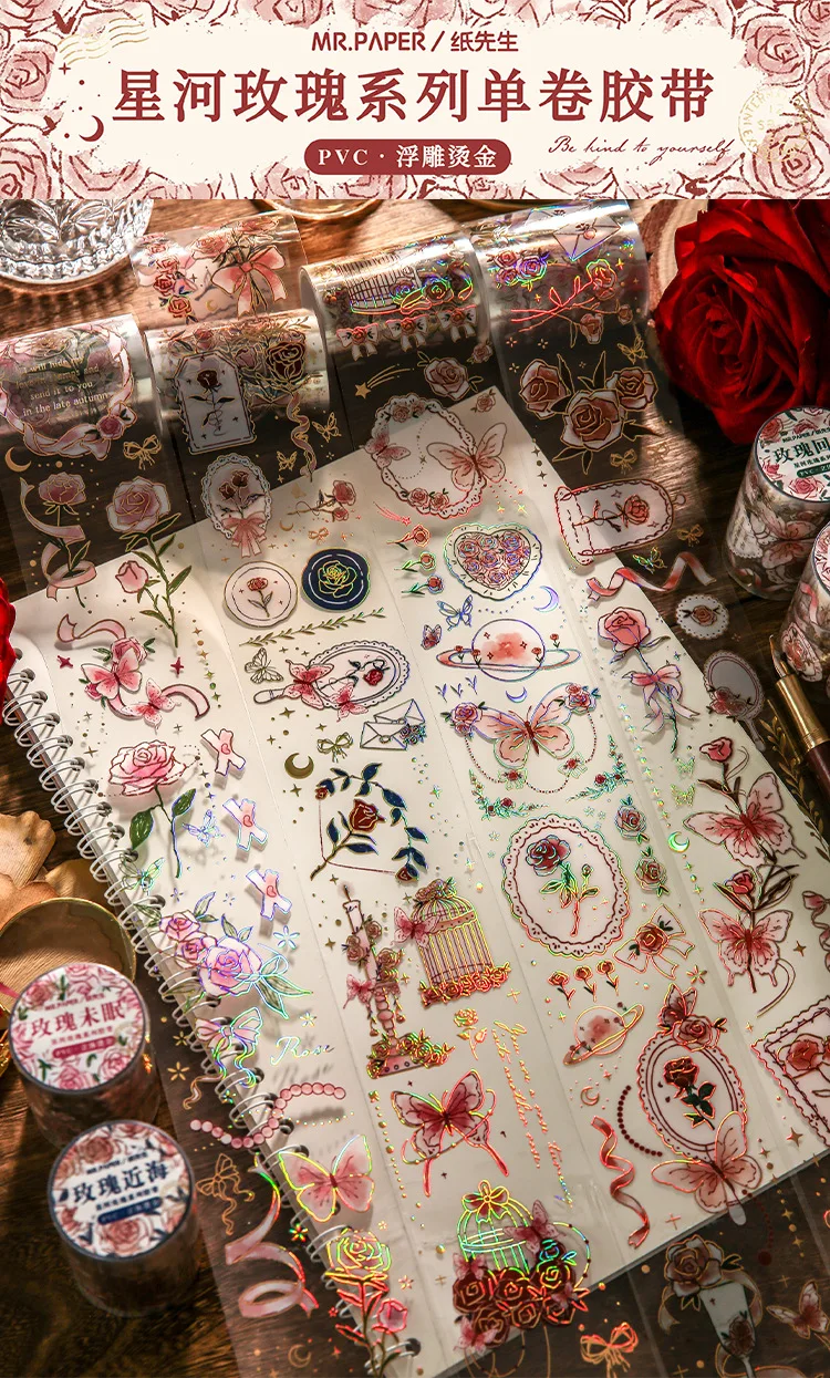 JIANWU 5/6 Rolls/Set Romantic Flowers PET Washi Tape Transparent Cute  Journal Scrapbooking Decoration Masking Tapes Stationery - AliExpress