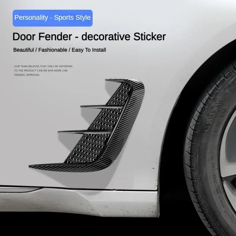 Pair Multipurpose Carbon Fibre Car Shark Gills Emulation Vent Side Air Inlet Hood Decoration Vehicle air outlet Car Body Sticker hood scoop stickers car body trim accessories