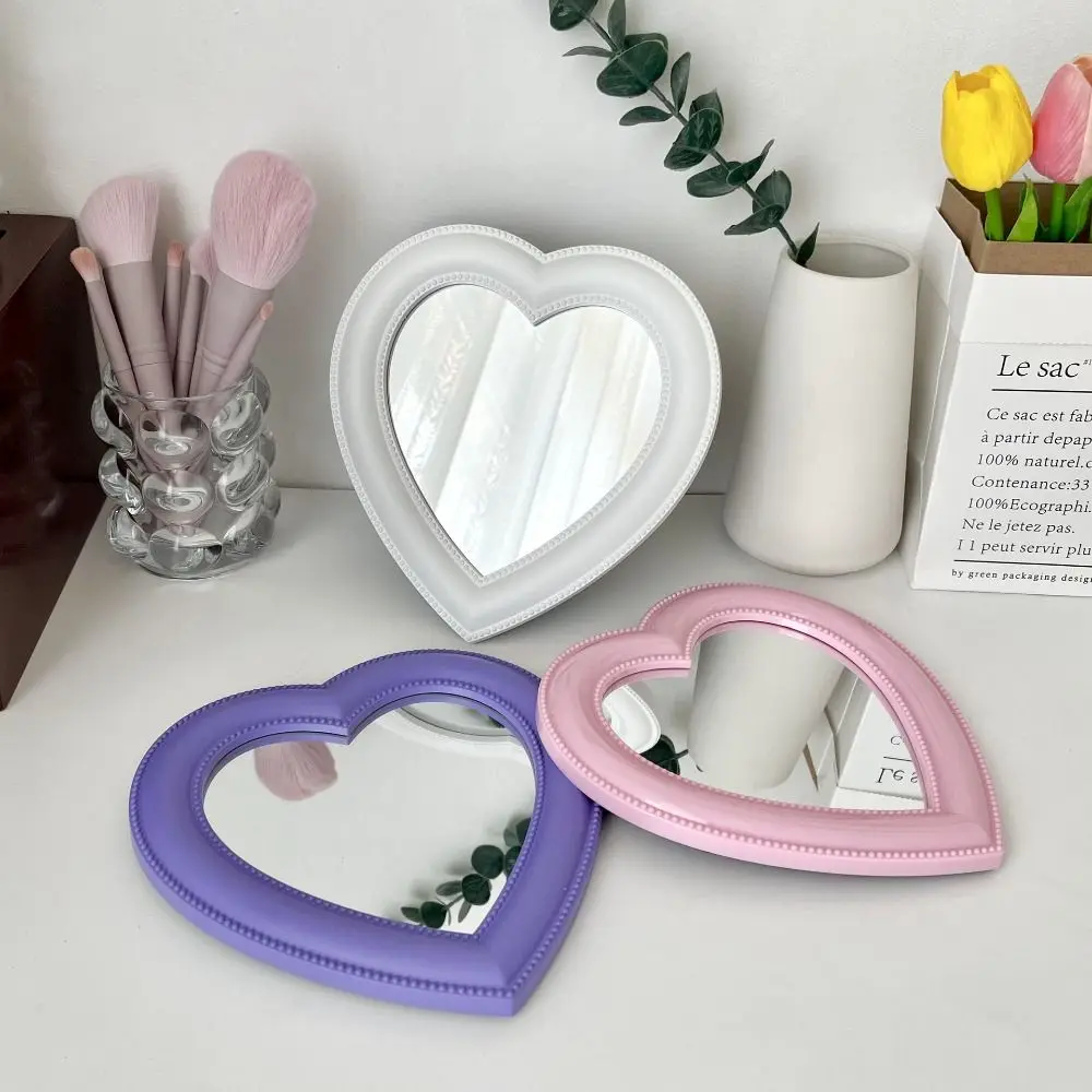 

Зеркало в форме сердца Love, практичное элегантное зеркало для макияжа, бытовое более четкое зеркало для туалетного столика для женщин, инструменты для макияжа