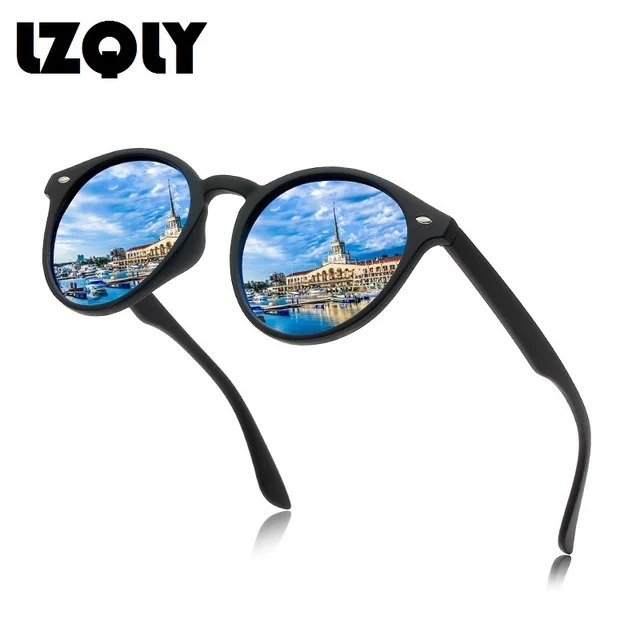 Gafas de sol polarizadas redondas para hombre y mujer, lentes de sol redondas a la moda, clásicas, Vintage, negras, para conducir, circulares, ovales, de diseñador Retro, UV400