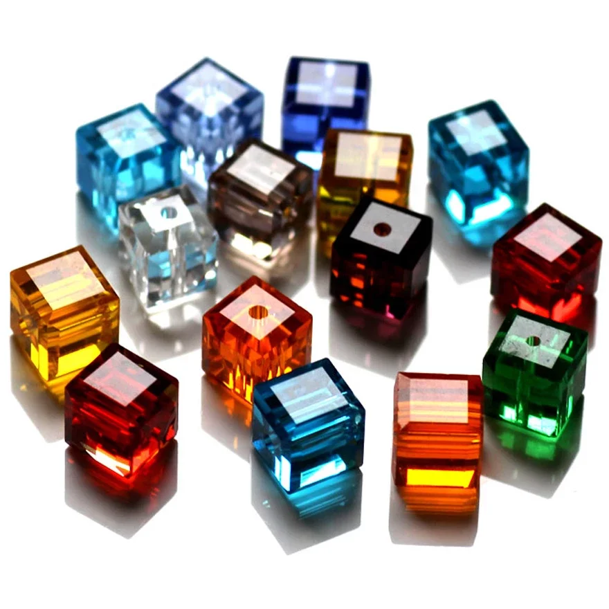 Aaa 8x8mm Cube Faceted Glass Crystal Beads Fashion Necklace Earring