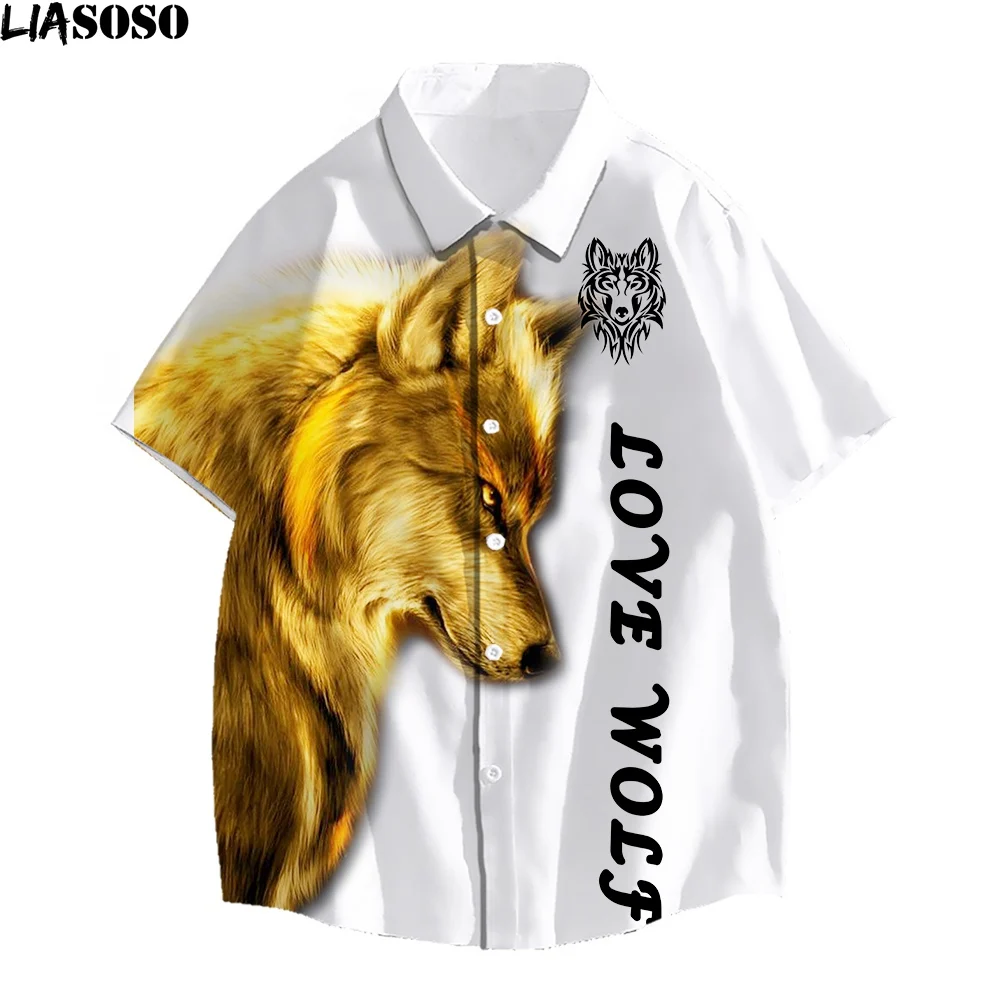 

LIASOSO Men and Women Wolf Animal Shirt Fond Print 3D Loose White Sleeveless Sport Breathable Quick-drying Tops Casual Clothing