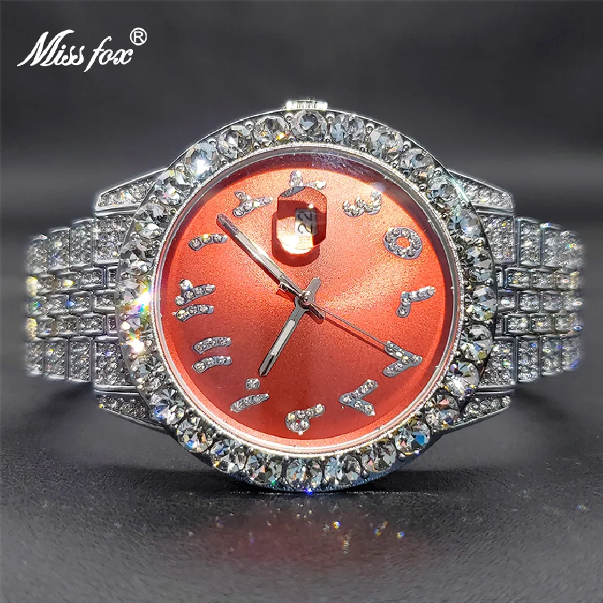 

Luxo Watches For Women Luxury Watch Women Designer Brand Famous Red Dial Iced Out Moissanite Elegant Jewelryes Dropshipping