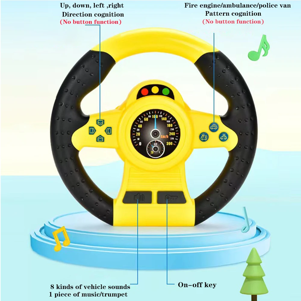Montessori Eletric Simulation Steering Wheel Toy With Light Sound Baby Kids Musical Educational Copilot Stroller Steering Toy 4