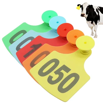 100Pcs Extra Large Cattle Ear Tags Plastic Livestock Ear Tags with Numbers 001-100 for Goat,Pigs,Cattle Identification Ear Tags 1