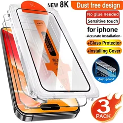 Premium HD Tempered Glass Screen Protectors - 3 Pack, Scratch - Proof and Dust - Free Installation - 3PCS