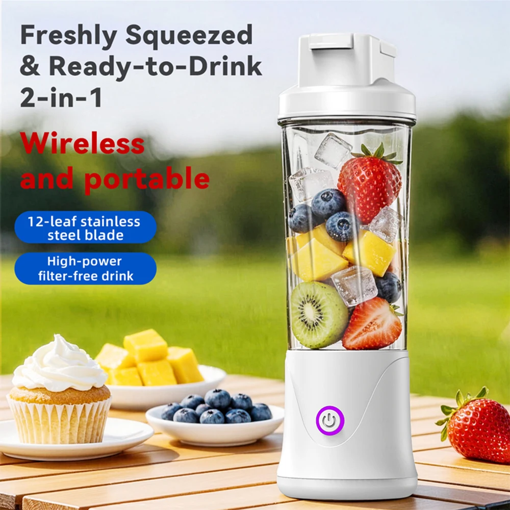 Portable Fruit Juicer Mini Blender 450ML Electric Juice Cup 12 Blades Rechargeable Blender For Shakes And Smoothies Ice Crusher 2