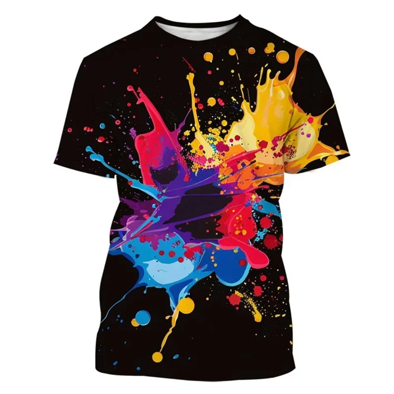 Colorful Paint Pattern T-shirt And Casual Shorts Set For Men_voghion.com