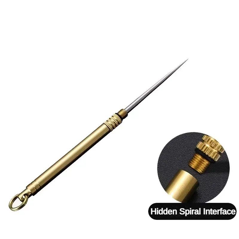 Toothpick Set 1PC Brass Titanium Alloy Telescopic Toothpick Keychain Pendant