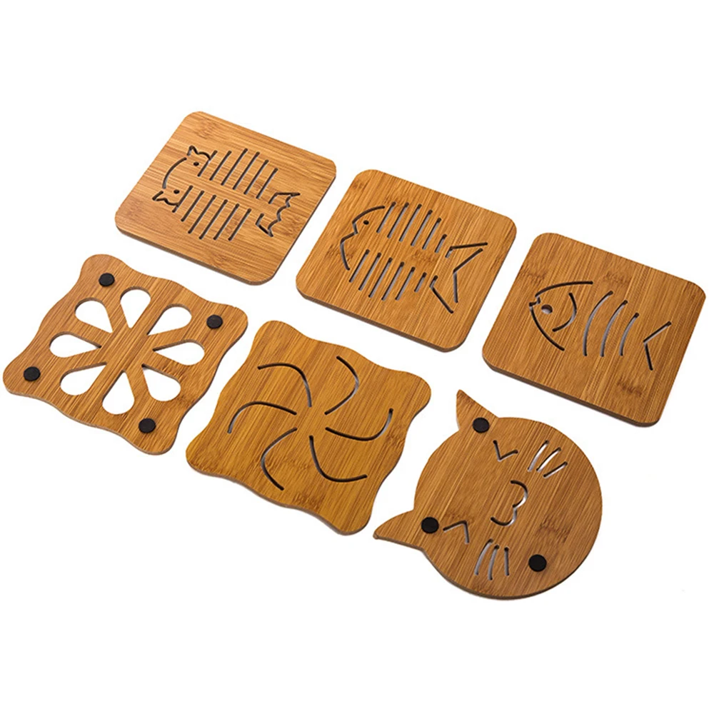 1Pcs Heat Insulation Mat Multi purpose Openwork Wooden Animal Series ...