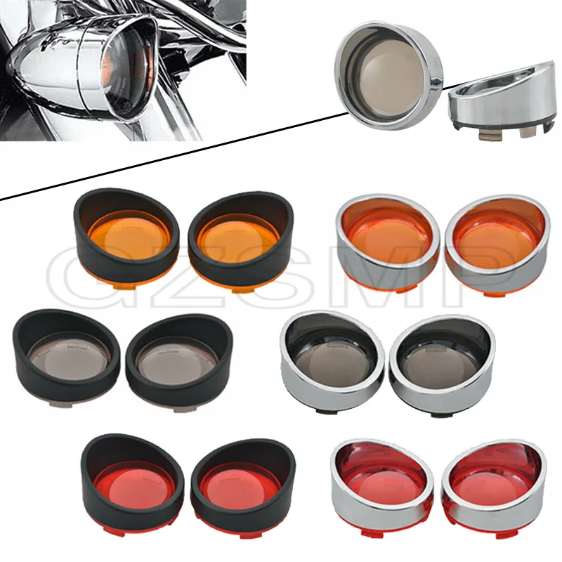 2PcsMotorcycleTurnSignalLightBezelsLensCoverVisorTrimRings