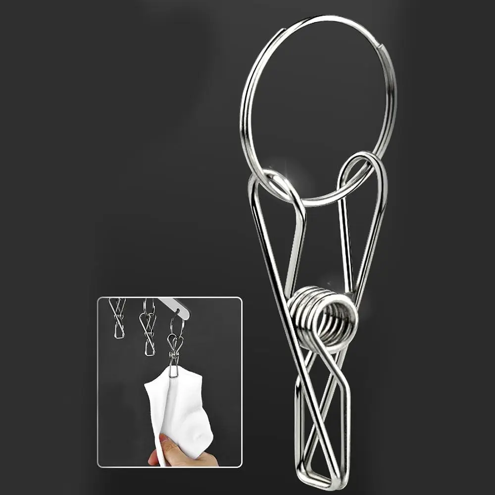 New Curved Stainless Steel Hanger Windproof Space Saving Multi Clip Hanger Flat Strip Silver Balcony Clothes Hanger Home 2