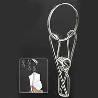New Curved Stainless Steel Hanger Windproof Space Saving Multi Clip Hanger Flat Strip Silver Balcony Clothes Hanger Home 2