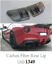 Carbon Fiber Rear Lip Diffuser Spoiler Case for Ferrari F12 Berlinetta 2013 2014 2015 2016 Fins Shark Style Skid bumper Plate - Ferrari F12 - Racext 213