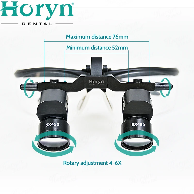 4X 5X 6X Dental 48ยฐ Loupes Dental Magnifier 5W Dental Surgery Medical Headlamp Magnification Binocular 300-600mm